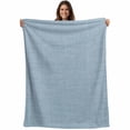 thumbnail image 1 of Vintage Sky Blue Blanket Soft Cozy Warm Throw Blanket for Couch, Plush Fuzzy Flannel Fleece Blankets for Sofa, Farmhouse Retro Solid Color Linen Texture Bed Blankets Gifts for Men, 40"x50", 1 of 9