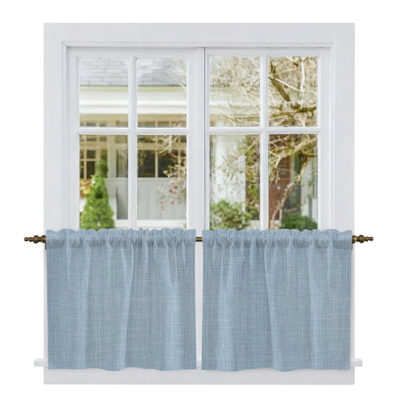 Cafe Small Window Vintage Sky Blue Kitchen Tier Curtains 24 Inch Long 2 Panel Set,Rod ...