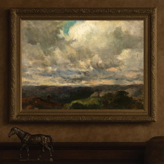 Vintage Sky Cloud Landscape Rustic Horizon Art Home Decor, 12x18 UNFRAMED