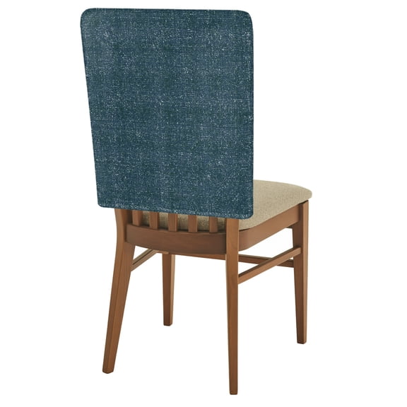 Vintage Slate Chair Back Covers Set of 4 Rustic Steel Blue Solid Background Linen Texture Removable Dining Chair Slipcovers Washable Seat Protector for Restaurant Party Banquet Kichen Decor