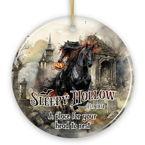 Vintage Sleepy Hollow Dark and Spooky Ornament, Headless Horseman Halloween Souvenir