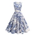 thumbnail image 1 of Vintage Sleeveless Dress for Women 1950s Floral A-Line Retro Cocktail Party Swing Dress with Belt, 1 of 8