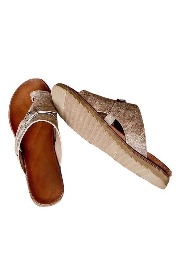 Vintage Slides Orthopedic Sandals for Women Dressy Summer Flat Clip-Toe Slides Sandals Travel Shoes