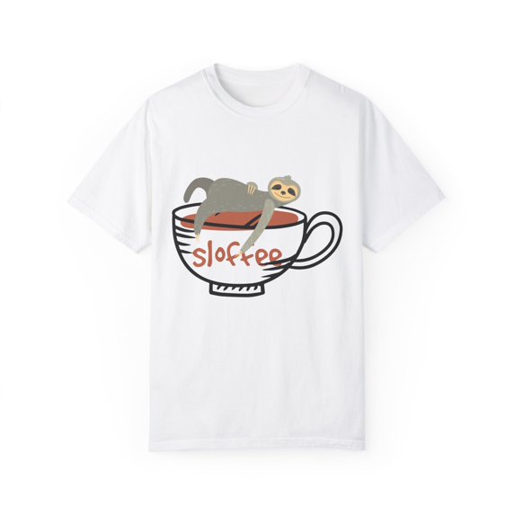 Vintage Sloffee Coffee Enthusiasts Graphic Gift | Cute Caffeinated Sloths Gags Men Womens Unisex Garment-Dyed T-shirt