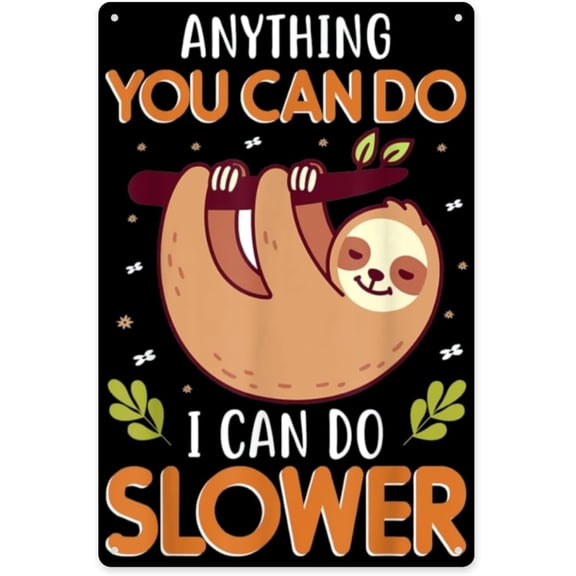 Vintage Sloth Funny Lazy Day Tin Sign, Distressed Farmhouse Wall Decor for Office or Living Room, 8 x 12 Inch