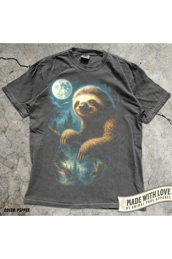 Vintage Sloth T Shirt, Retro Sloth Graphic Tee, Full Moon Animal Shirt, Jungle Nature Graphic Unisex Top, Sloth, Shirt All Size S-5XL