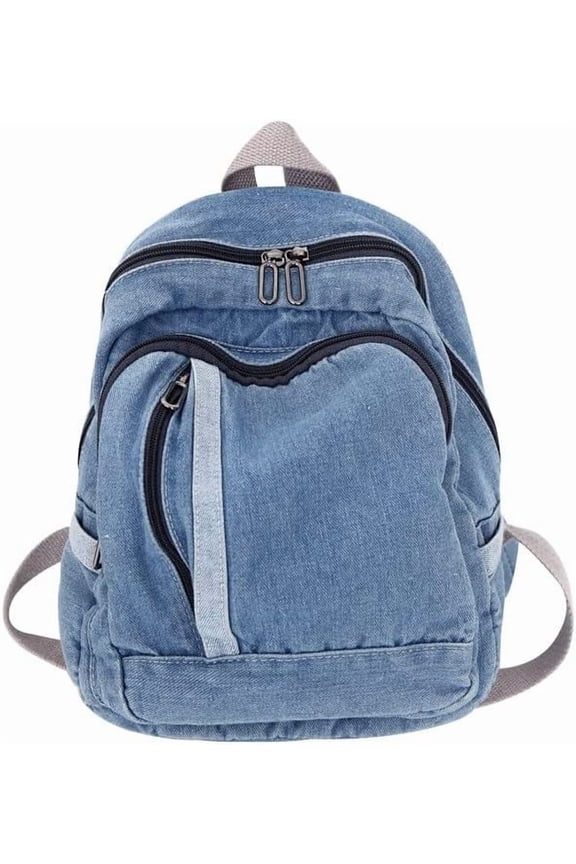 Vintage Small Backpack Y2K Patchwork Denim Mini Backpack Lightweight Casual Canvas Daypack Cute Shoulder Bag (Dark Blue,Onesize)