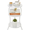 thumbnail image 1 of ZEXVIDA Vintage Small Round Side Table, 3-Tier Slim Waist Circular End Table with Storage Shelf,  Sofa Side Table, Round Corner Coffee Table Nightstand for Living Room Bedroom Small Spaces,White, 1 of 10
