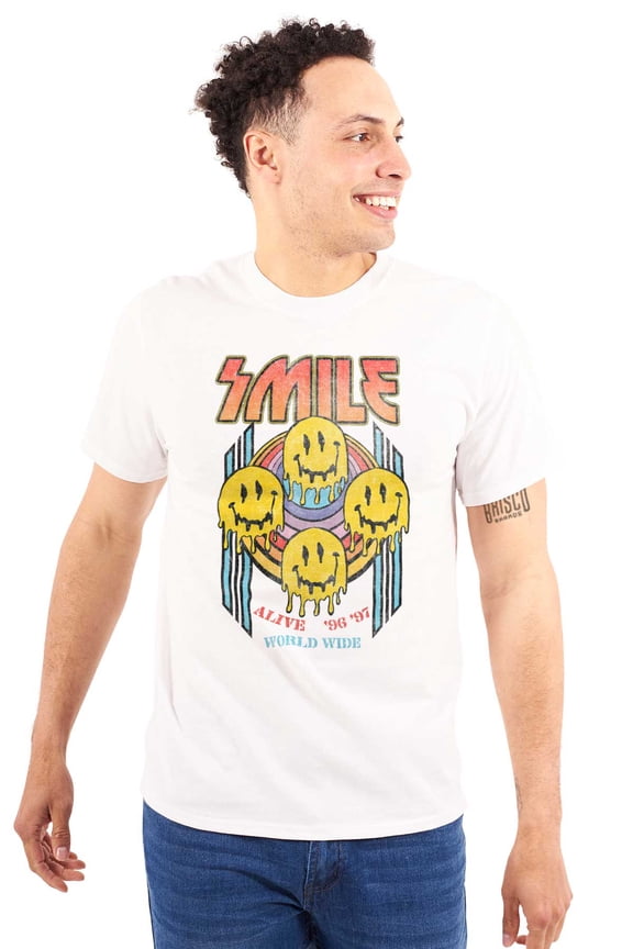 Vintage Smile Band World Wide Tour Men's Graphic T Shirt Tees Brisco Brands S