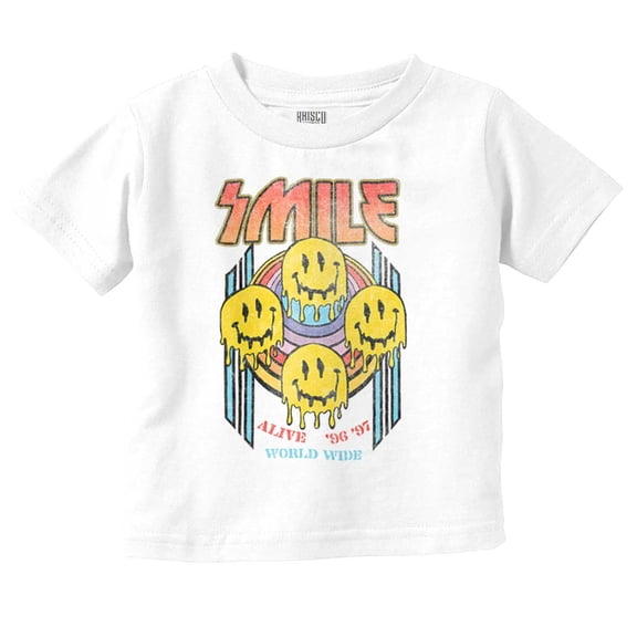 Vintage Smile Band World Wide Tour Toddler Boy Girl T Shirt Infant Toddler Brisco Brands 12M