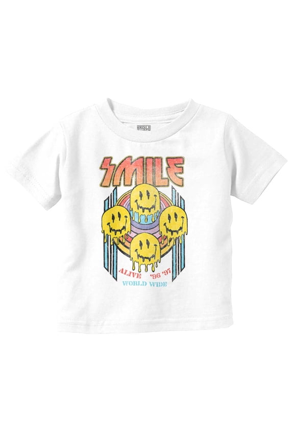 Vintage Smile Band World Wide Tour Toddler Boy Girl T Shirt Infant Toddler Brisco Brands 6M