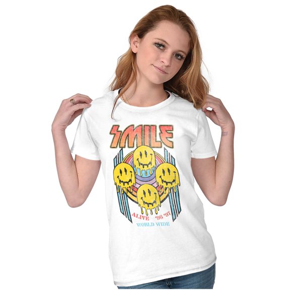 Vintage Smile Band World Wide Tour Womens Slim Fit Graphic Tee Brisco Brands X