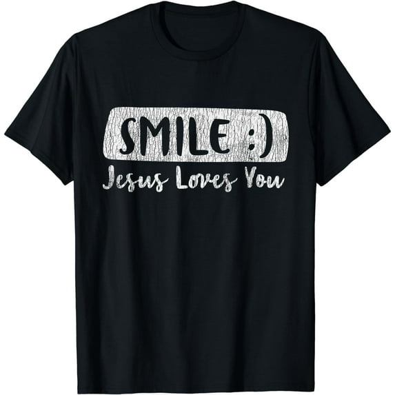 Vintage Smile Loves You Jesus Religious Faith Christian Gift T-Shirt