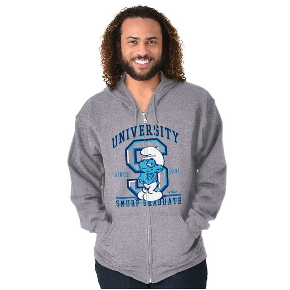 Vintage Smurf University Graduate Zip Up Hoodie Men's Women's Brisco Brands S