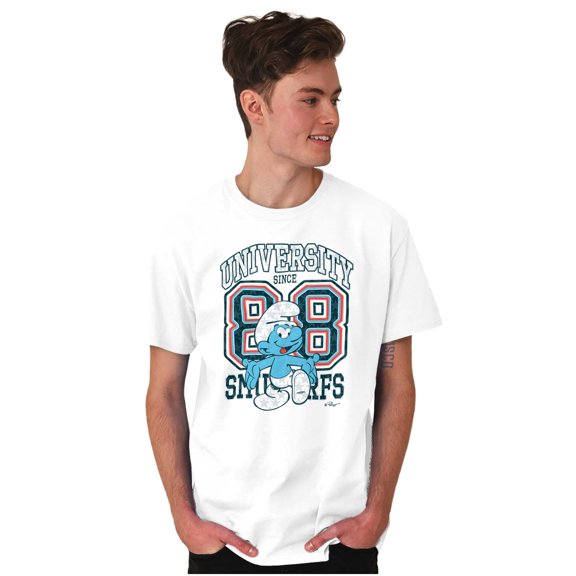 Vintage Smurf University Varsity Men's Graphic T Shirt Tees Brisco Brands S