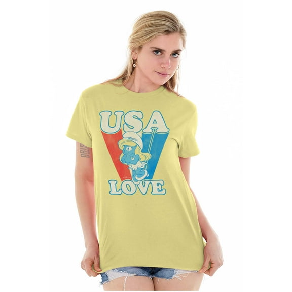 Vintage Smurfette Cartoon USA Love Women Plus Size Graphic Tee Tees Brisco Brands 2X