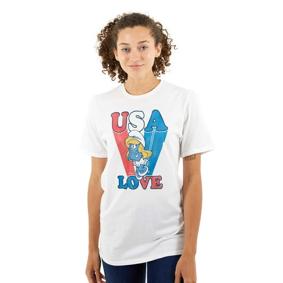 Vintage Smurfette Cartoon USA Love Women Plus Size Graphic Tee Tees Brisco Brands 5X