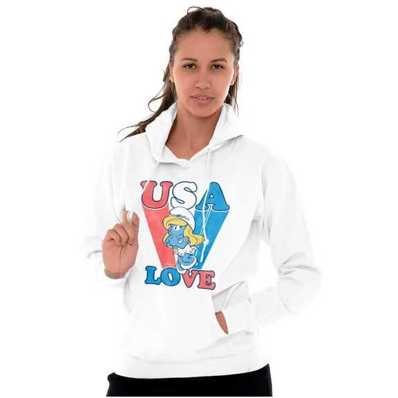 Vintage Smurfette Cartoon USA Love Women Plus Size Hoodie Brisco Brands 3X