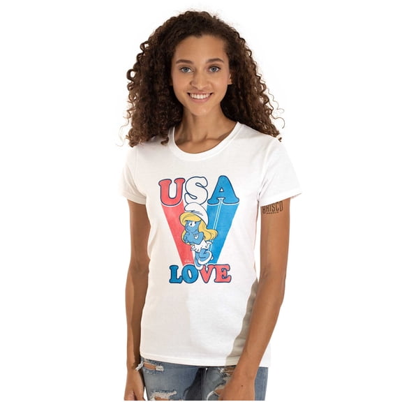 Vintage Smurfette Cartoon USA Love Women's T Shirt Ladies Tee Brisco Brands X