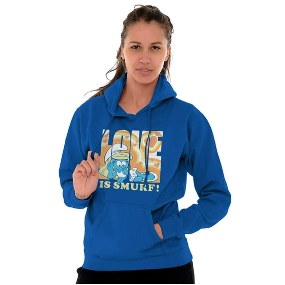 Vintage Smurfette Love is Smurf Hoodie Sweatshirt Women Brisco Brands L