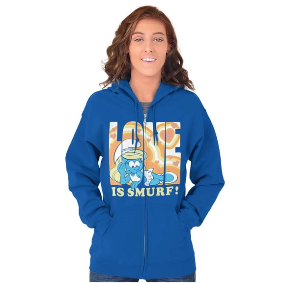 Vintage Smurfette Love is Smurf Zip Hoodie Sweatshirt Women Brisco Brands L