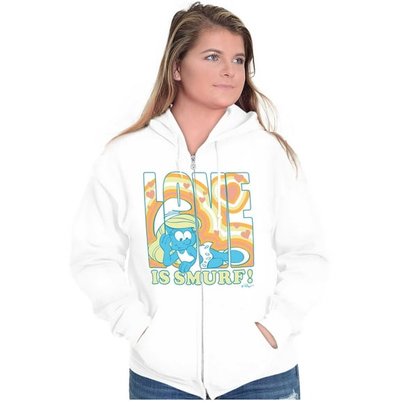 Vintage Smurfette Love is Smurf Zip Hoodie Sweatshirt Women Brisco Brands M