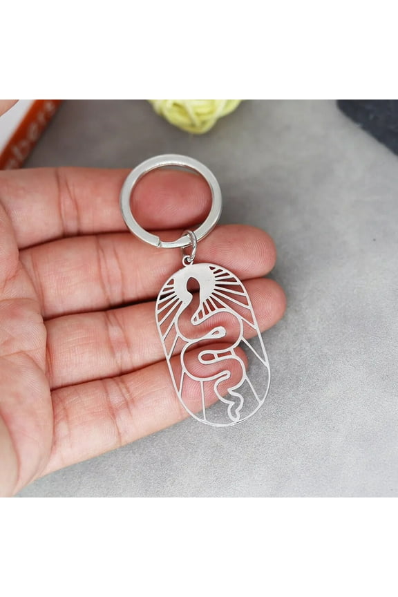 Vintage Snake Keychain Animal Pendant Keyring For Women Men Fashion Birthday Jewelry Stainless Steel Geometric Key Chain