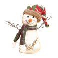 thumbnail image 1 of Vintage Snowman Figurine with Knit Hat and Plaid Scarf, Rustic Farmhouse Christmas Decor for Home Table Shelf, Holiday Party Decorations,, 1 of 4
