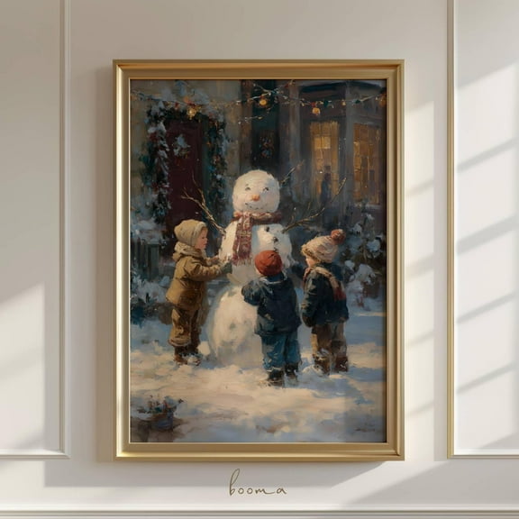 Vintage Snowman Wall Art, Rustic Snowman Decor, Cozy Farmhouse Decor, Antique Kristmas Décor Print Warm Present Vintage UNFRAMED Poster Size 8x12