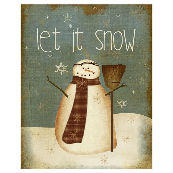 Vintage Snowman by Beth Albert Merry Christmas Canvas Art Print