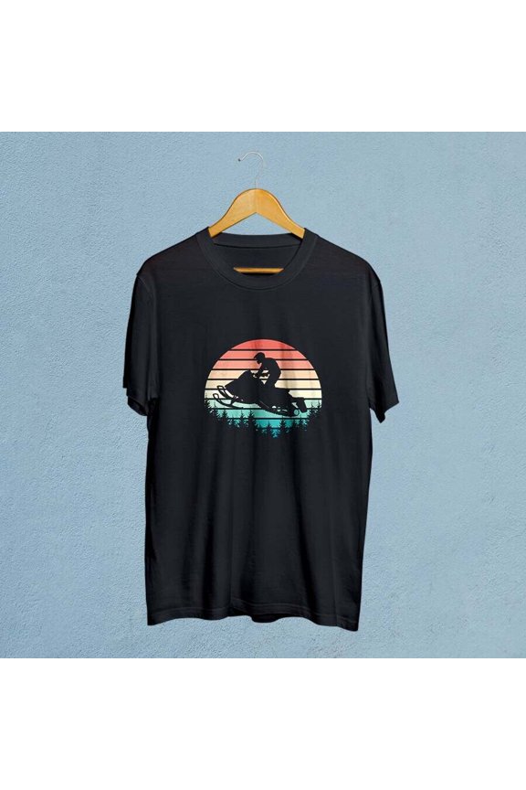 Vintage Snowmobile Sunset Style T-Shirt