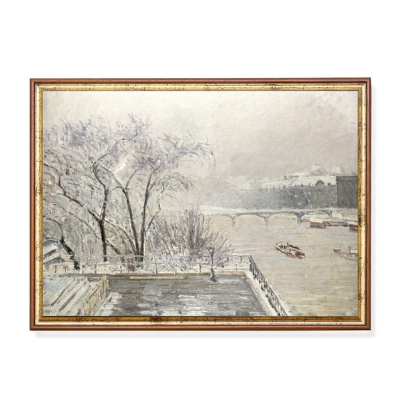 Vintage Snowy City Landscape Print Poster, Rustic Winter Wall Art, Size 24x36 UNFFRAMED F03.1.7l508