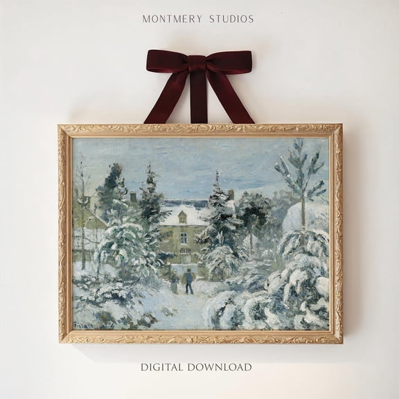 Vintage Snowy House, Snowy Pine Trees Wall Art Poster, Winter Landscape , Camille Pissarro Art, Country Winter Print Poster, Art, W98, Unframed Poster Size 8x12 F03.1.19l340