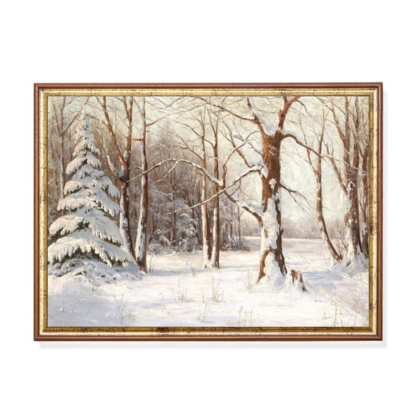 Vintage Snowy Winter Landscape Rustic Cabin Winter Landscape Cabin Lodge Wall Art Classic Style Unframed Paper Print
