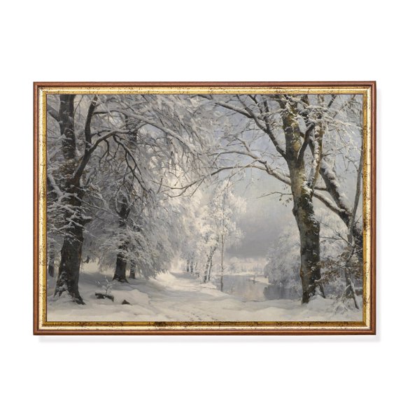 Vintage Snowy Winter Landscape Rustic Cabin Winter Landscape Cabin Lodge Wall Art Gallery Style Unframed Paper Print