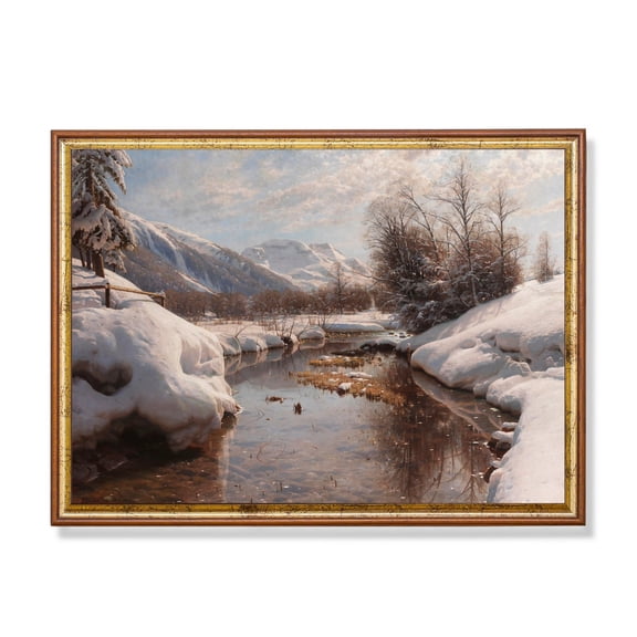 Vintage Snowy Winter Landscape Rustic Cabin Winter Landscape Cabin Lodge Wall Art Rustic Accent Unframed Paper Print