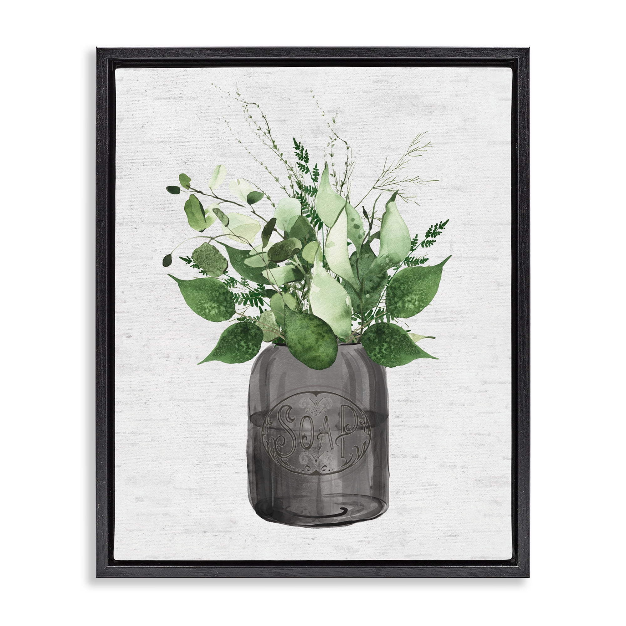 Vintage Soap Jar Herbs Black Framed Floater Canvas Wall Art, design by Lettered and Lined
