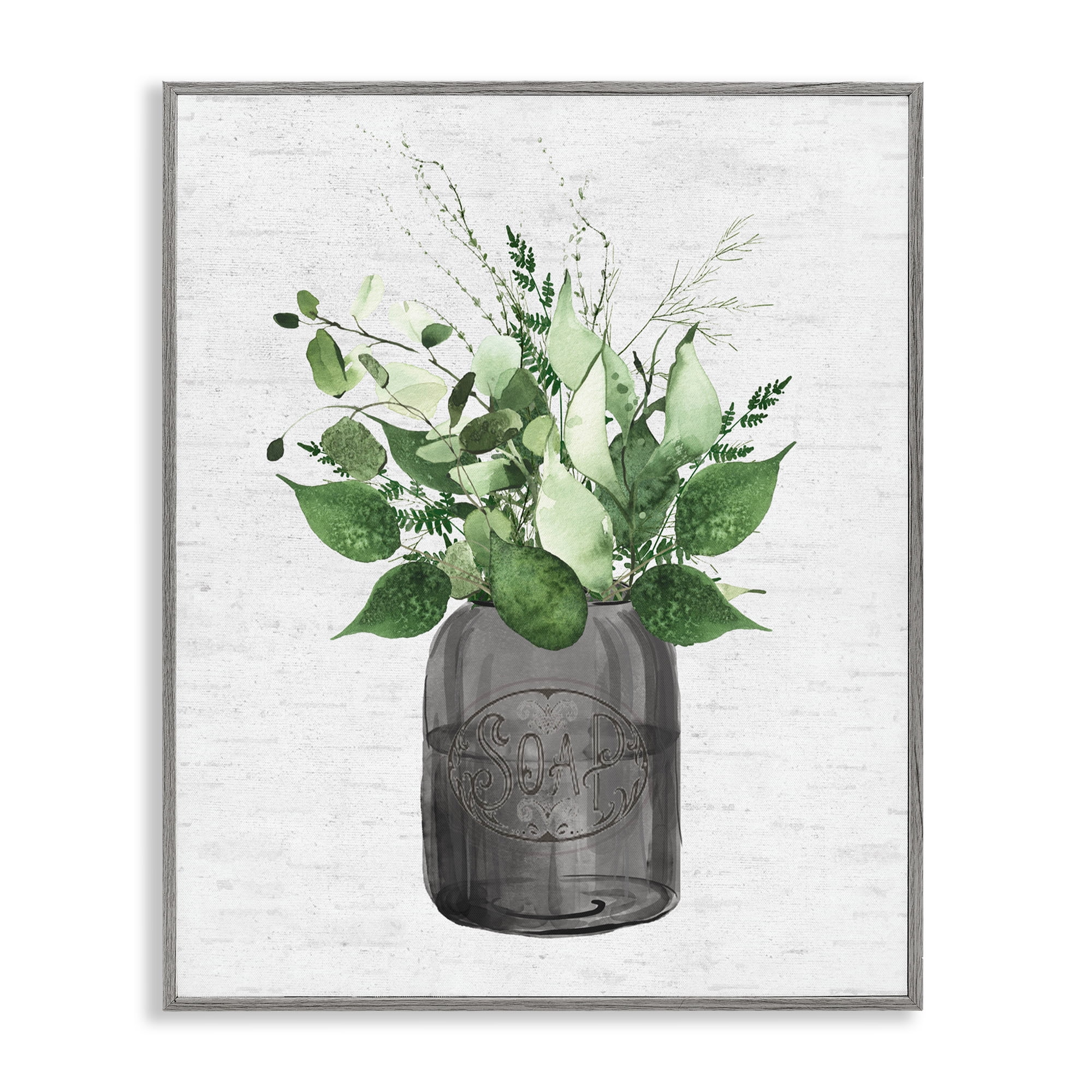 Vintage Soap Jar Herbs Gray Framed Giclee Art, design by Lettered and Lined