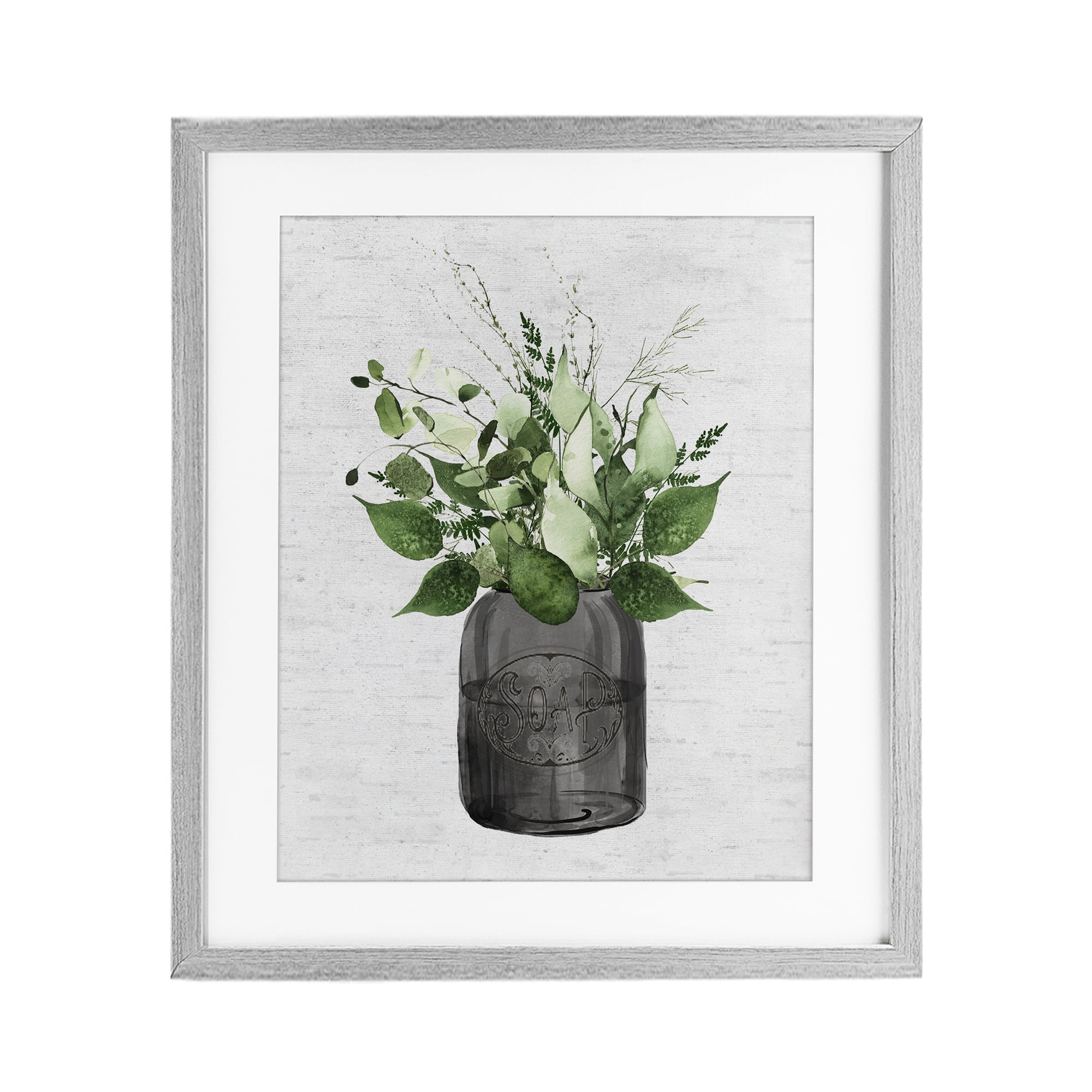 Vintage Soap Jar Herbs Gray Framed Print Under Glass, design by Lettered and Lined