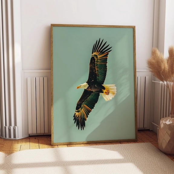 Vintage Soaring Bald Eagle Print Retro 8x12 UNFRAMED