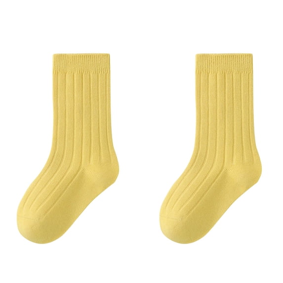 Vintage Socks Children Socks Are Versatile for Boys and with a Mid Length Solid Color Sock Girl's Ankle Socks Yellow XL