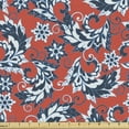 thumbnail image 1 of Vintage Sofa Upholstery Fabric by the Yard, Floral Pattern with Ornate Foliage and Blossoms Design, Decorative Fabric for DIY and Home Accents, Night Blue Vermilion by Ambesonne, 1 of 5