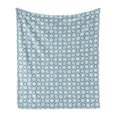 thumbnail image 1 of Vintage Soft Flannel Fleece Blanket, Blue Toned Composition with Curls and Flowers Traditional Arrangement, Cozy Plush for Indoor and Outdoor Use, 50" x 70", Pale Blue and Slate Blue, by Ambesonne, 1 of 5