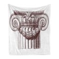 thumbnail image 1 of Vintage Soft Flannel Fleece Blanket, Classical Antique Column Roman Empire Architecture Heritage Culture Print, Cozy Plush for Indoor and Outdoor Use, 50" x 70", Burgundy and White, by Ambesonne, 1 of 5