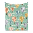 thumbnail image 1 of Vintage Soft Flannel Fleece Blanket, Colorful Retro Travel Balloons Texture Cloud Blue Sky Adventure Modern Art, Cozy Plush for Indoor and Outdoor Use, 50" x 70", Blue Orange Purple, by Ambesonne, 1 of 5
