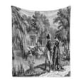 thumbnail image 1 of Vintage Soft Flannel Fleece Blanket, Historical French Revolution Sketch with Napoleon and Woman in Garden Artwork, Cozy Plush for Indoor and Outdoor Use, 50" x 70", Dark Grey Black, by Ambesonne, 1 of 6