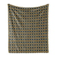 thumbnail image 1 of Vintage Soft Flannel Fleece Blanket, Old Fashioned Classical Pattern with Small Squares Chain Mesh Net Simple Tile, Cozy Plush for Indoor and Outdoor Use, 60" x 80", Orange Dark Blue, by Ambesonne, 1 of 5