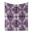 thumbnail image 1 of Vintage Soft Flannel Fleece Blanket, Vintage Style Geometrical Ornament Stripes and Circles in Vibrant Colors Print, Cozy Plush for Indoor and Outdoor Use, 60" x 80", Lavender Plum, by Ambesonne, 1 of 5