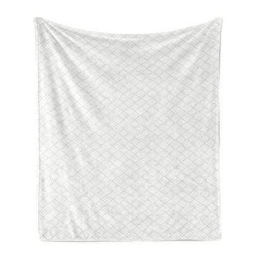 Vintage Soft Flannel Fleece Throw Blanket, Classical Simplistic Modern Pattern with Squares Dotted Lines Geometrical Design, Cozy Plush for Indoor and Outdoor Use, 70" x 90", Grey White, by Ambesonne