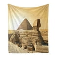thumbnail image 1 of Vintage Soft Flannel Fleece Throw Blanket, Egyptian Pyramids Famous Landmark Wonders of the World Heritage View Print, Cozy Plush for Indoor and Outdoor Use, 70" x 90", Sand Brown, by Ambesonne, 1 of 6